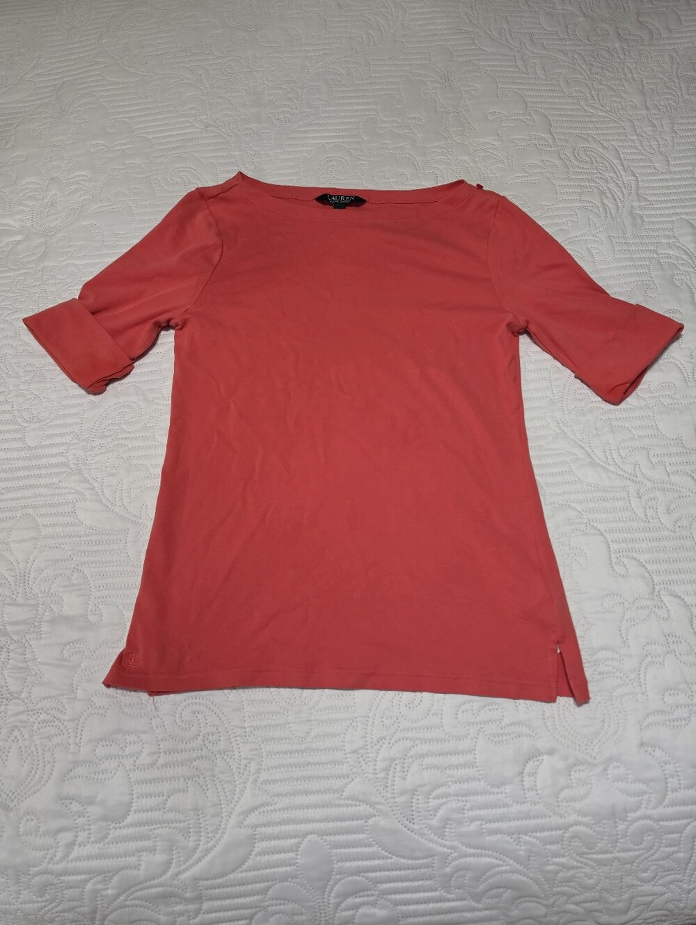 Ralph Lauren Coral Boatneck Short-Sleeve Tee Red